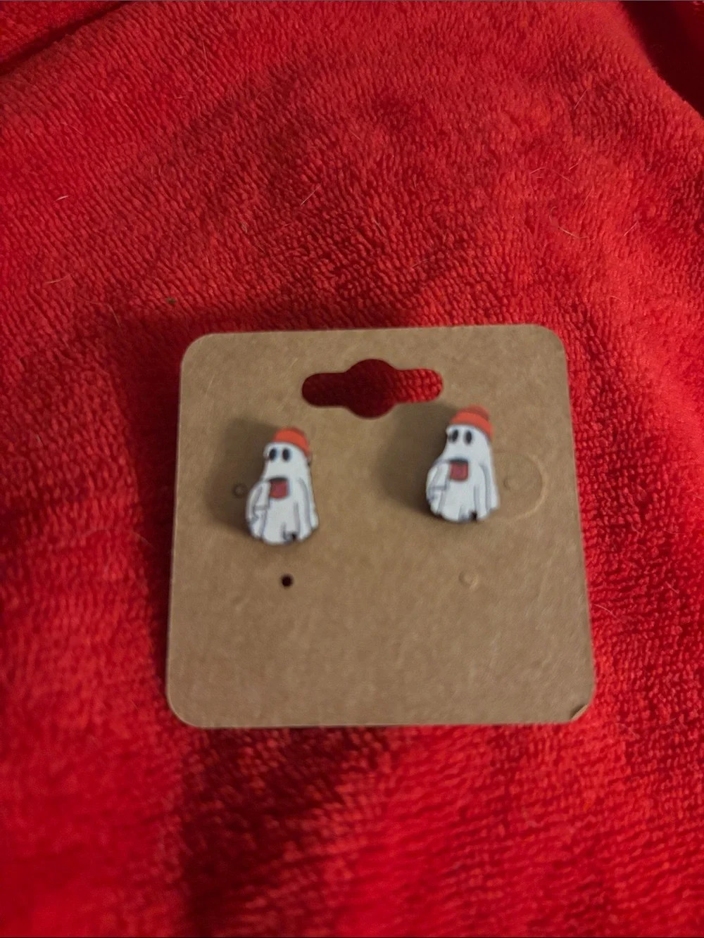 Cute White Ghost Stud Earrings-Fall Accessory